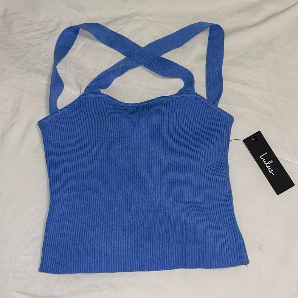 NWT Lulu’s Blue Lace Up Top